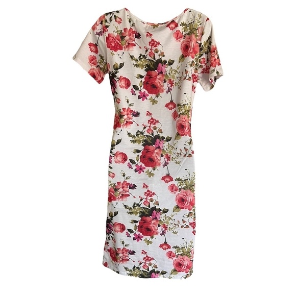 Tomsware | White and Pink Floral Print Dress | NWT - Picture 5 of 5